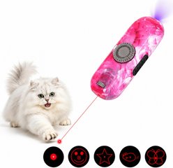 Mewluxe 3-Modes, Rechargeable, Glowing & Light Up Laser Portable Cat Toy, Pink