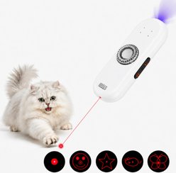 Mewluxe 3-Modes, Rechargeable, Glowing & Light Up Laser Portable Cat Toy, White