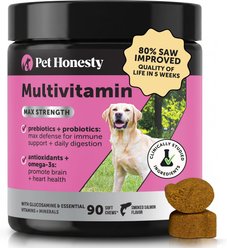 Pet Honesty MultiVitamin Max-Strength Smoked Salmon Flavored Glucosamine Vitamins for Dogs, 90 count