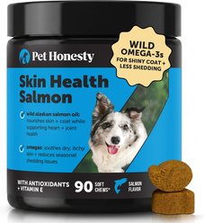 Pet Honesty Skin Health Salmon Salmon Flavor Soft Chews Skin & Coat, Fish Oil Supplement for Dogs, 90-count