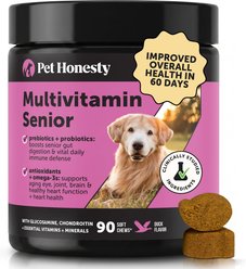 Pet Honesty Senior Multivitamin Duck Flavored Soft Chews Digestive Support for Senior Dogs, 90 count
