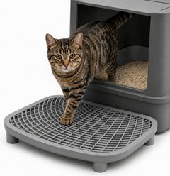 Pawward Anti-Tracking Double-Layer Catching Mat Design Cat Litter Box Ramp with Mesh Sifter, Grey, Large: 18.5 x 12 in