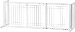 Winado 4 Panels Width Adjustable Iron Wire Fence Wood Free-Standing Playpen Dog Gate, White, 71 x 17.7 x 21-in