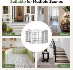 Winado 6 Panel FDM Foldable Wood Free-Standing Dog Gate with Walk Through Door, White, 120 x 24-in slide 2 of 8