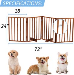Winado 4 Panel Foldable Solid Wood Free-Standing Dog Gate, Brown, 24-in slide 2 of 8
