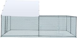 Winado 180g PE Rain Cover & Galvanized Steel Frame Top Half Open Section Apex Roof Chicken Run Coop, Silver slide 2 of 8