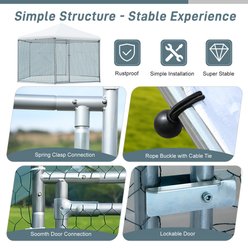Winado Pavilion Style 180g PE Rain Cover & Galvanized Steel Frame Chicken Run Coop, Silver slide 2 of 7