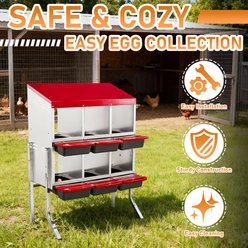 Winado Iron & Plastic Construction Sloped Roof 6-Compartment Chicken Feeder with Legs, Red slide 2 of 9