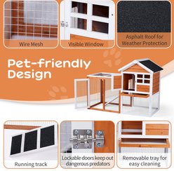 Winado House Shaped Fir Wood Construction Hutch Poultry Coop with Ramp, 46.7-in, Orange/Red slide 2 of 8