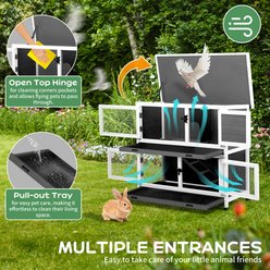 Winado 2-Story Fir Wood Construction Hutch Pull Out Tray Chicken Coop, Grey, 36-L slide 2 of 9
