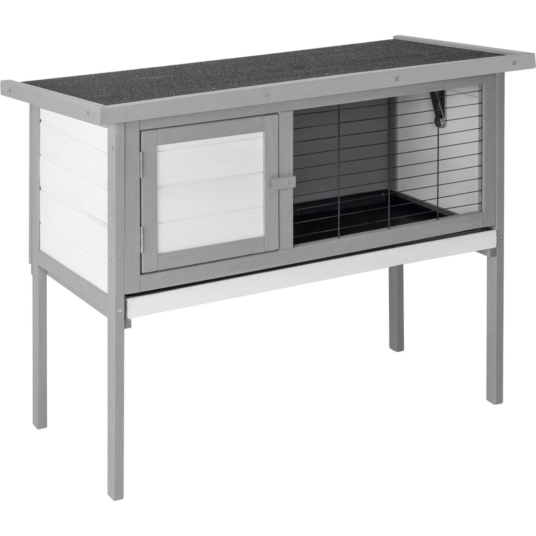 Winado Asphalt Openable Roof Waterproof Wooden Hutch Poultry Coop with Elevated Leg, 33.8-in, Black
