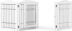 Winado 4 Panel Foldable Arc Top Wood Free-Standing Playpen Dog Gate with Door FDM & Wire Mesh, White, 80 x 24-in