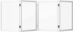 Winado 4 Panel Frame Solid Pine Wood & Clear Acrylic Free-Standing Playpen Dog Gate with Feet Pads, White, 98 x 24-in