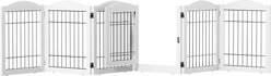 Winado 6 Panel FDM Foldable Wood Free-Standing Dog Gate with Walk Through Door, White, 120 x 24-in