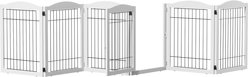 Winado 6 Panel Foldable Arc Top Wood Free-Standing Playpen Dog Gate with Door FDM & Wire Mesh, White, 144 x 30-in