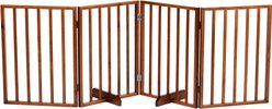 Winado 4 Panel Foldable Solid Wood Free-Standing Dog Gate, Brown, 24-in