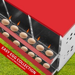 Winado Iron Construction & Easy Assembly Sloped Roof 8-Compartment Chicken Feeder, Red slide 2 of 8