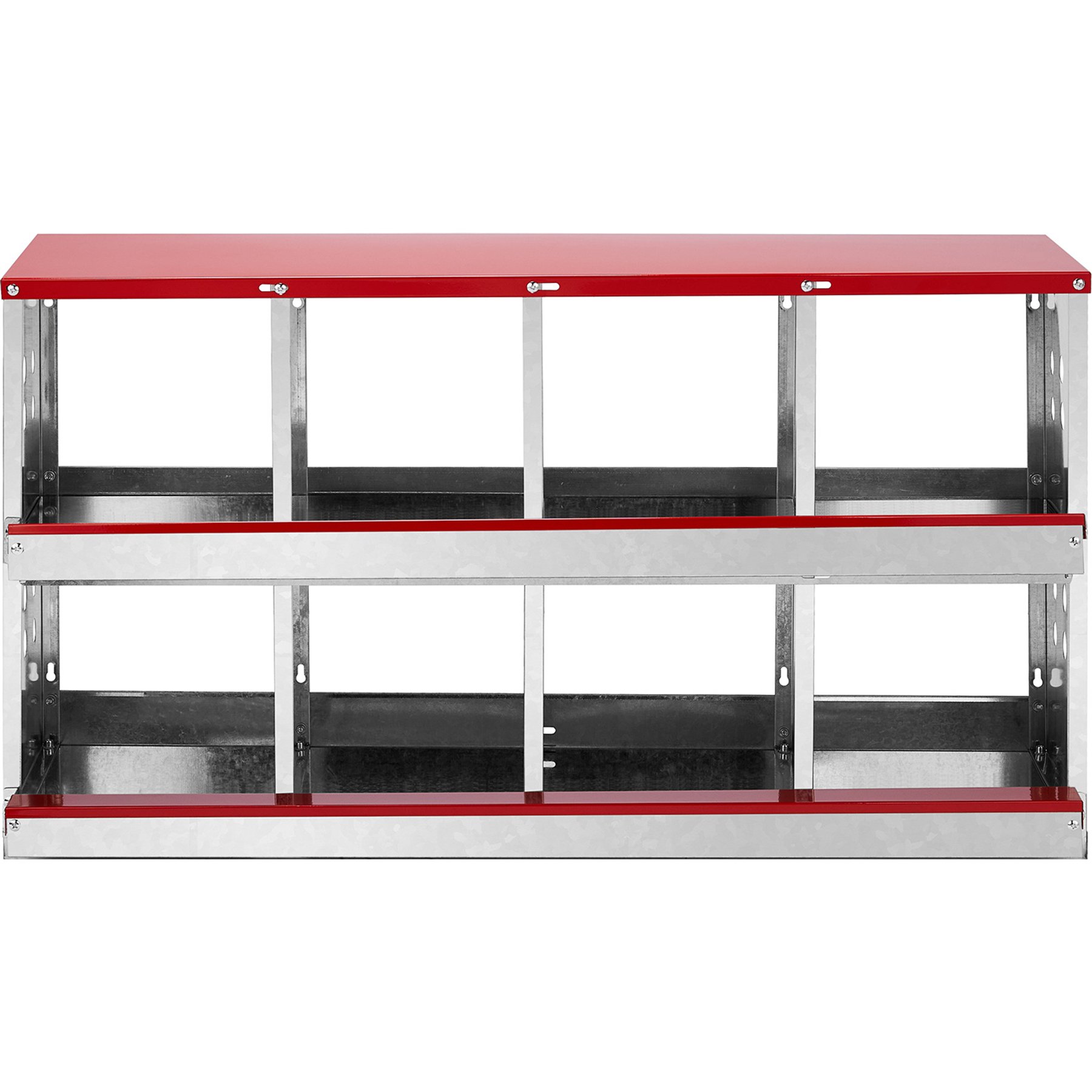Winado Iron Construction & Easy Assembly Sloped Roof 8-Compartment Chicken Feeder, Red