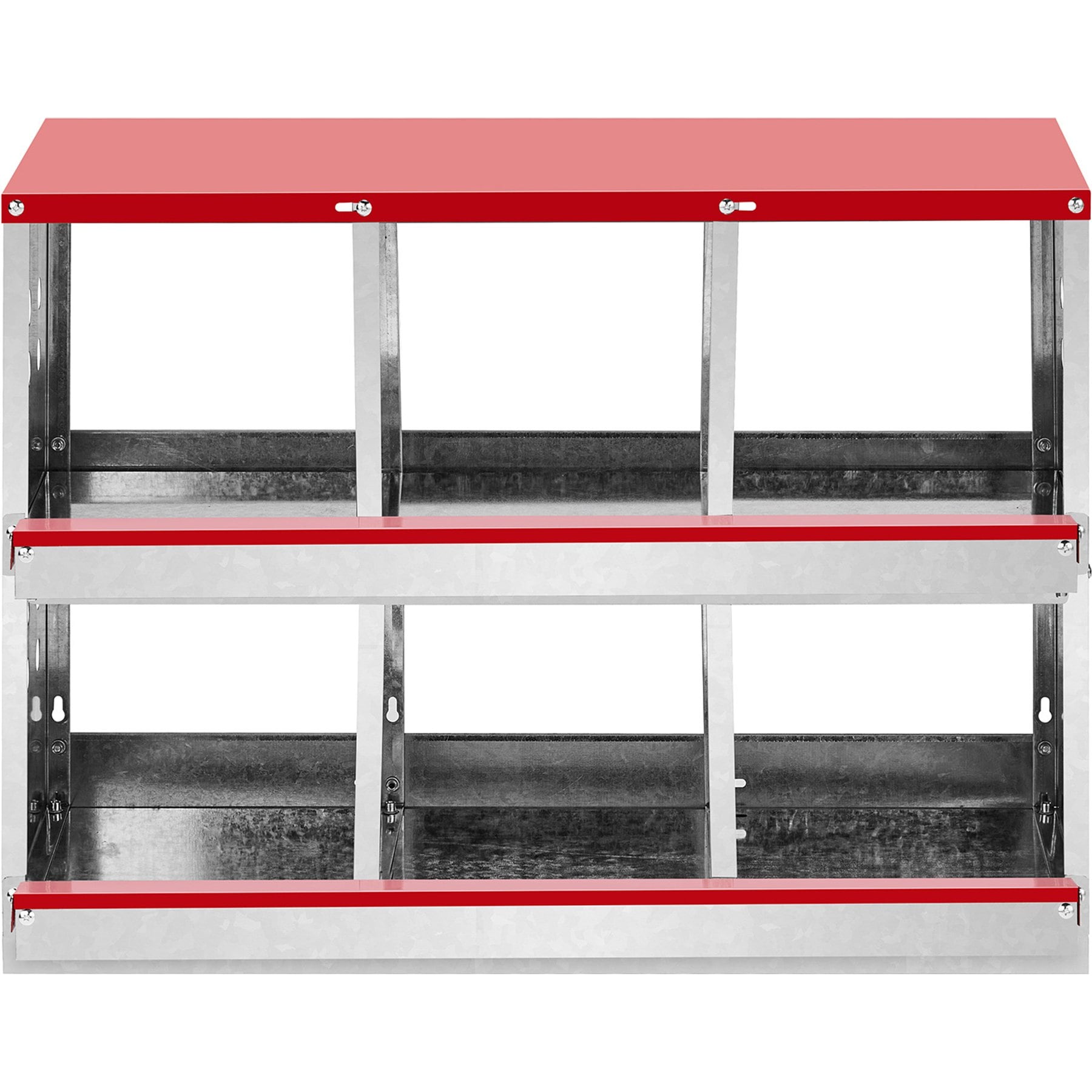 Winado Iron Construction & Easy Assembly Sloped Roof 6-Compartment Chicken Feeder, Red