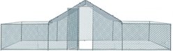 Winado 180g PE Rain Cover & Galvanized Steel Frame Double Side Extension Apex Roof Chicken Run Coop, Silver