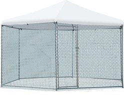 Winado Pavilion Style 180g PE Rain Cover & Galvanized Steel Frame Chicken Run Coop, Silver