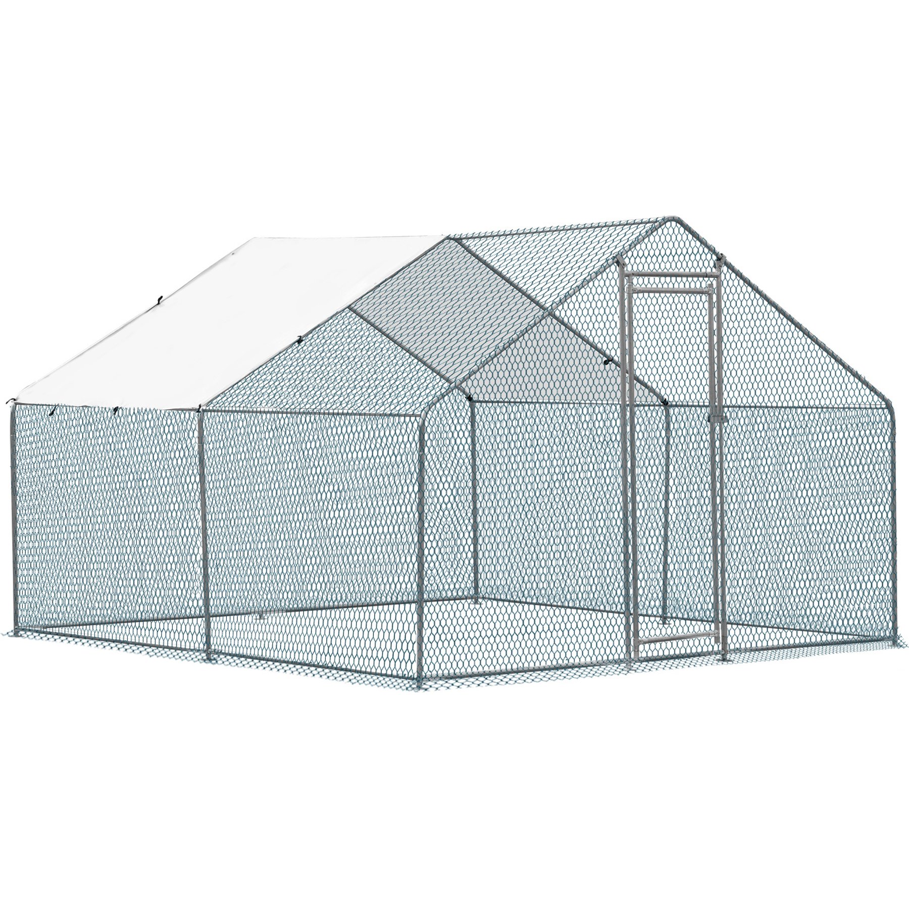 Winado Apex Run 181g PE Rain Cover Metal Frame Poultry Coop, Large: 9.8 x 9.8 x 6.5-ft