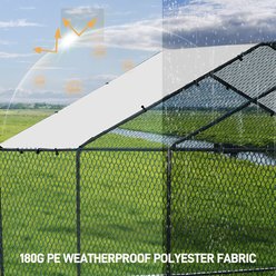 Winado 180g PE Rain Cover & Galvanized Steel Frame 4-Compartment Apex Roof Chicken Run Coop, Silver slide 2 of 9
