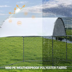 Winado 180g PE Rain Cover & Galvanized Steel Frame 4-Compartment Arched Roof Chicken Run Coop, Silver slide 2 of 8
