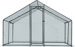 Winado 180g PE Rain Cover & Electroplated Steel Tube Frame Apex Chicken Run Coop, Black, 13.1 x 9.8 x 6.5-ft