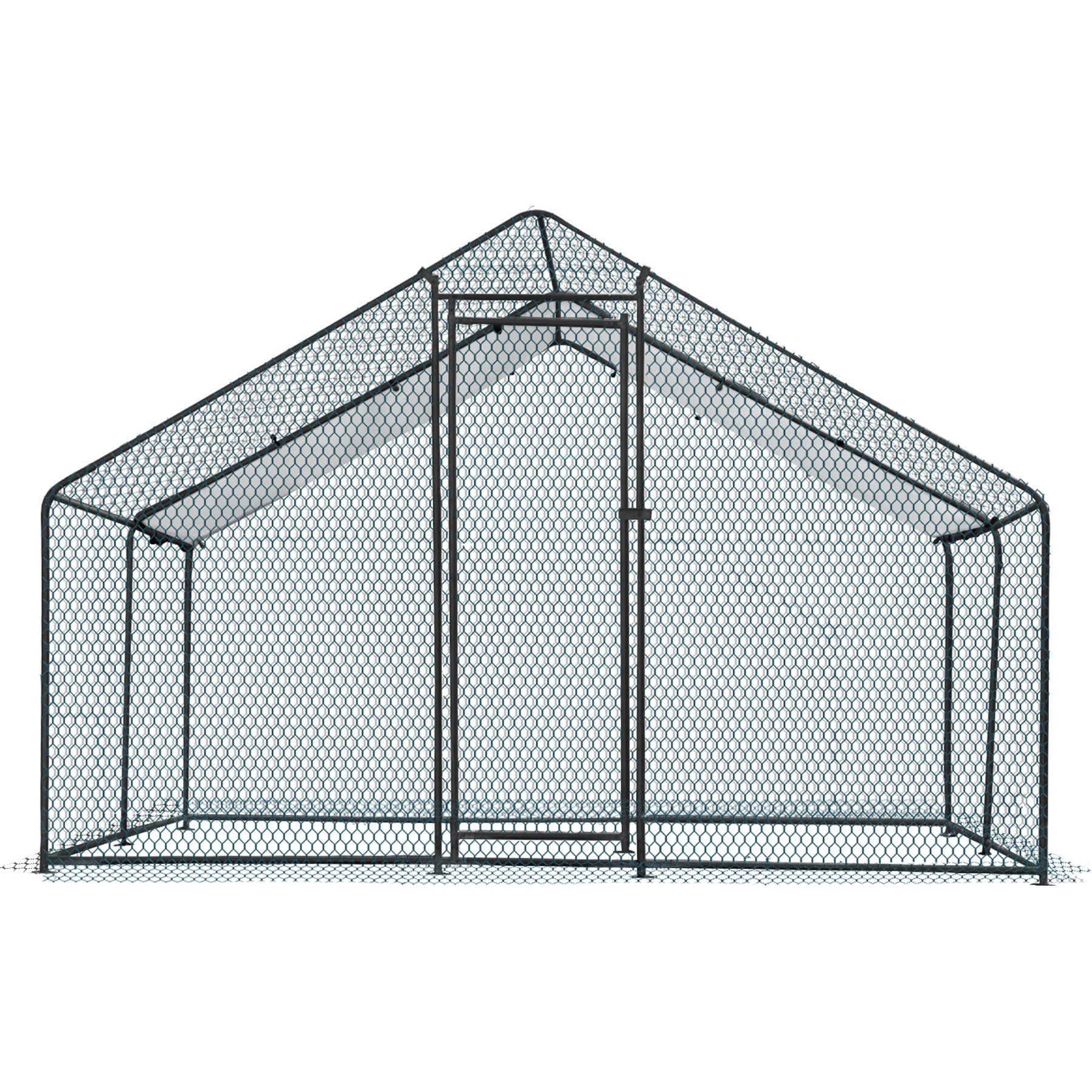 Winado 180g PE Rain Cover & Electroplated Steel Tube Frame Apex Chicken Run Coop, Black, 13.1 x 9.8 x 6.5-ft
