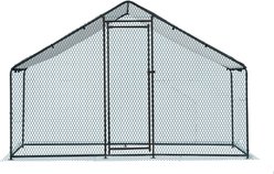 Winado 180g PE Rain Cover & Electroplated Steel Tube Frame Apex Chicken Run Coop, Black, 6.5 x 9.8 x 6.5-ft