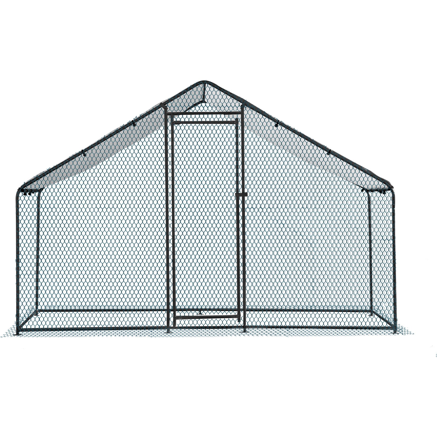 Winado 180g PE Rain Cover & Electroplated Steel Tube Frame Apex Chicken Run Coop, Black, 6.5 x 9.8 x 6.5-ft