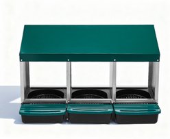 Winado Iron & Plastic Construction Sloped Roof 3-Compartment Chicken Feeder with Legs, Green