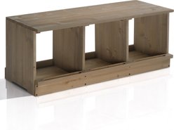 Winado Wooden Flat Top 2-Story & 3-Compartment Poultry Feeder, Gray