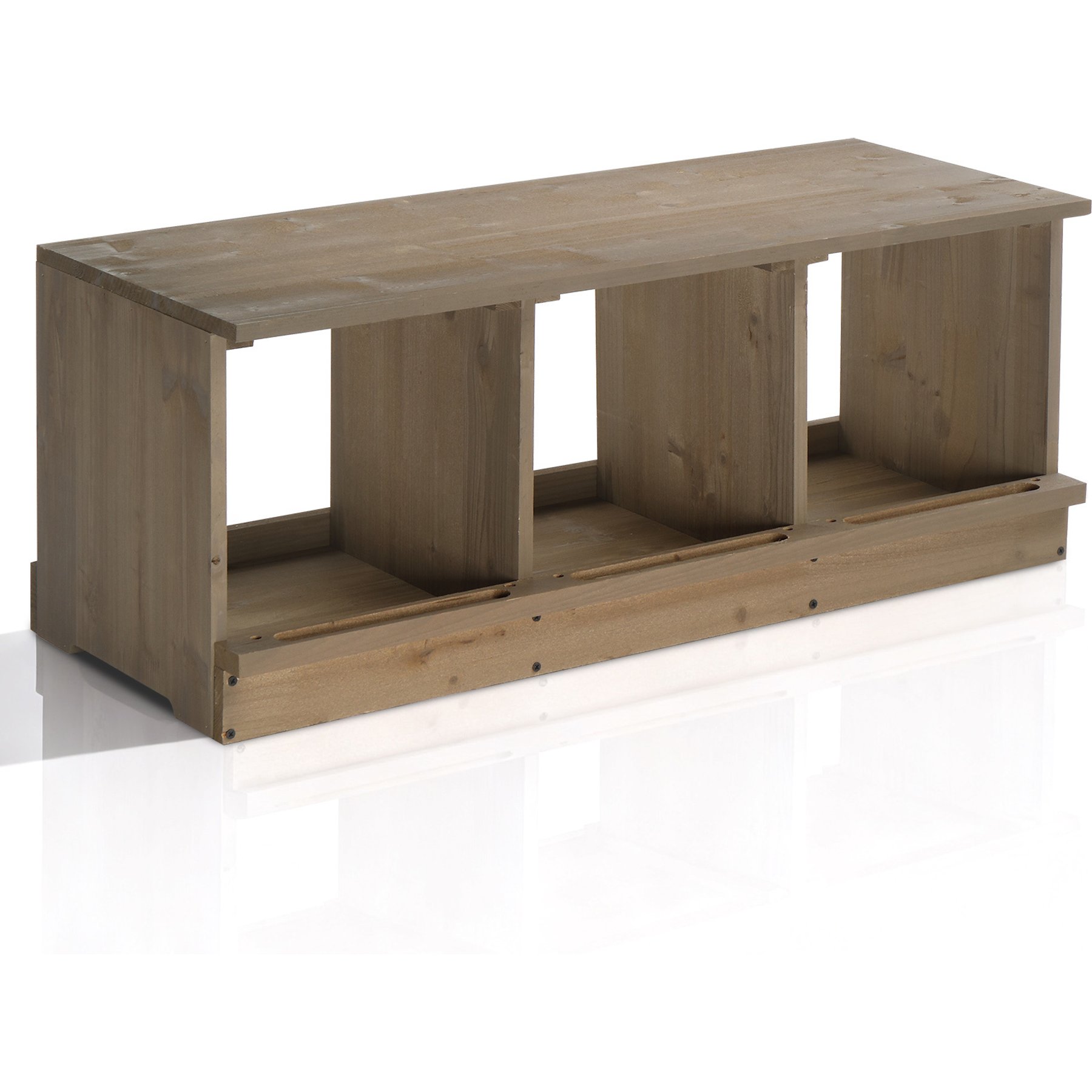 Winado Wooden Flat Top 2-Story & 3-Compartment Poultry Feeder, Gray