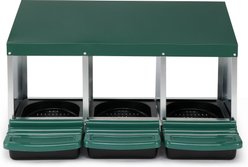 Winado Iron & Plastic Construction 3-Compartment Sloped Roof Chicken Feeder, Green