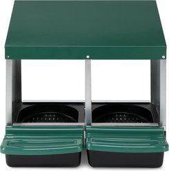 Winado Iron & Plastic Construction 2-Compartment Sloped Roof Chicken Feeder, Green