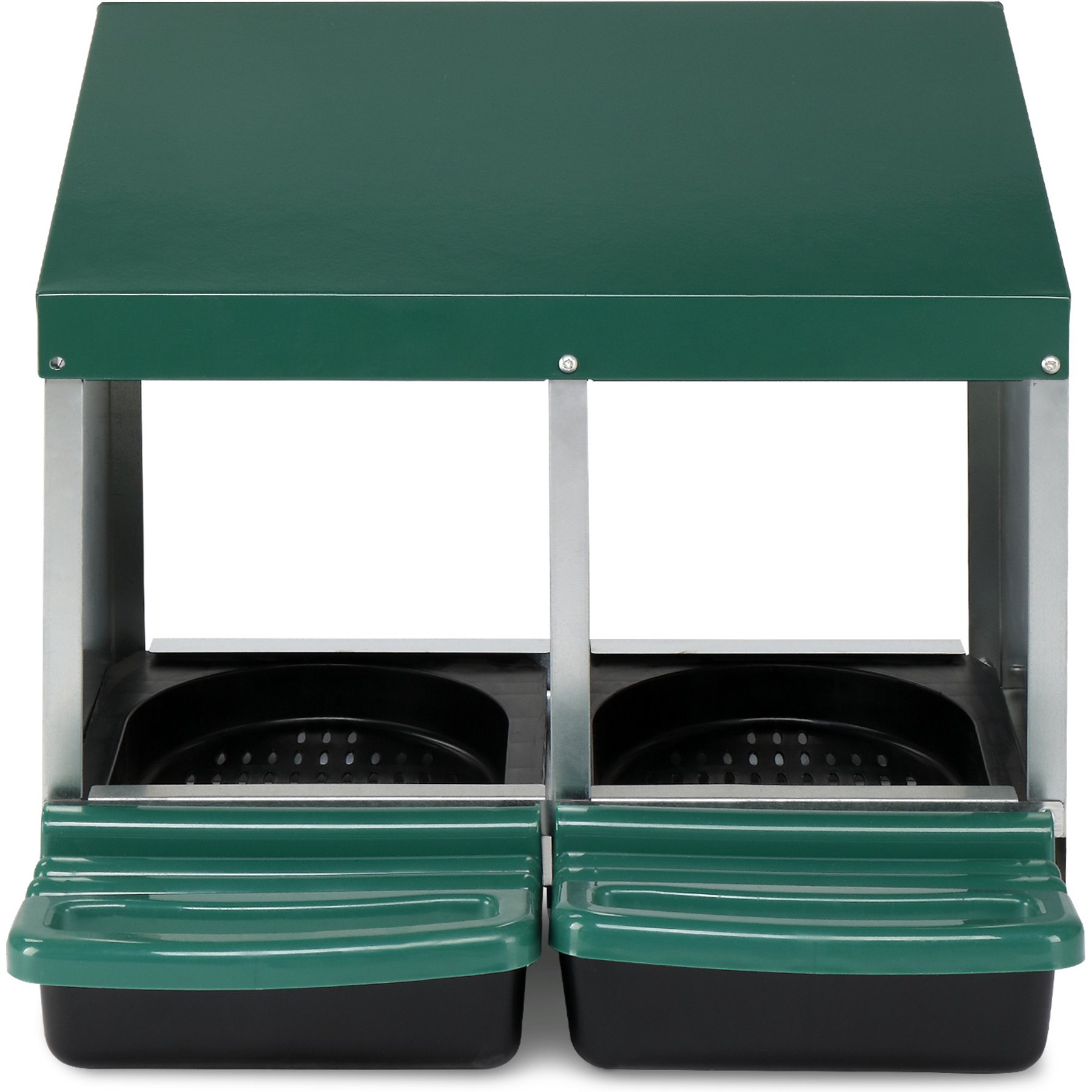 Winado Iron & Plastic Construction 2-Compartment Sloped Roof Chicken Feeder, Green