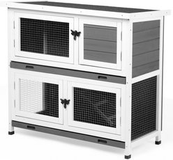 Winado 2-Story Fir Wood Construction Hutch Pull Out Tray Chicken Coop, Grey, 36-L slide 1 of 9