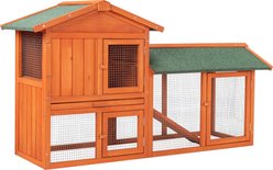 Winado Triangular Wooden Roof Fir Hutch 2-Story Poultry Coop with Wire Mesh & Ramp, 61-in, Green