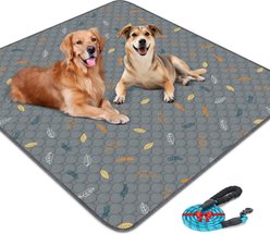 HOMAGICO Washable & Reusable Puppy & Dog Potty Pads with 60-in Leash, Gray, 72 x 72-in, 1 count