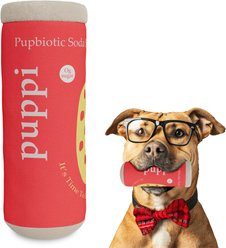 Both Tails Puppi Soda Can Plush Dog Toy with Squeaker, Pink
