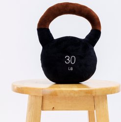 Both Tails Kettlebell Plush Dog Toy with Squeaker, Black