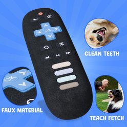 Both Tails TV Remote Plush Dog Toy with Squeaker, Black slide 2 of 4