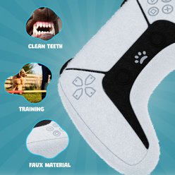 Both Tails Video Game Controller Plush Dog Toy with Squeaker, Grey slide 2 of 4