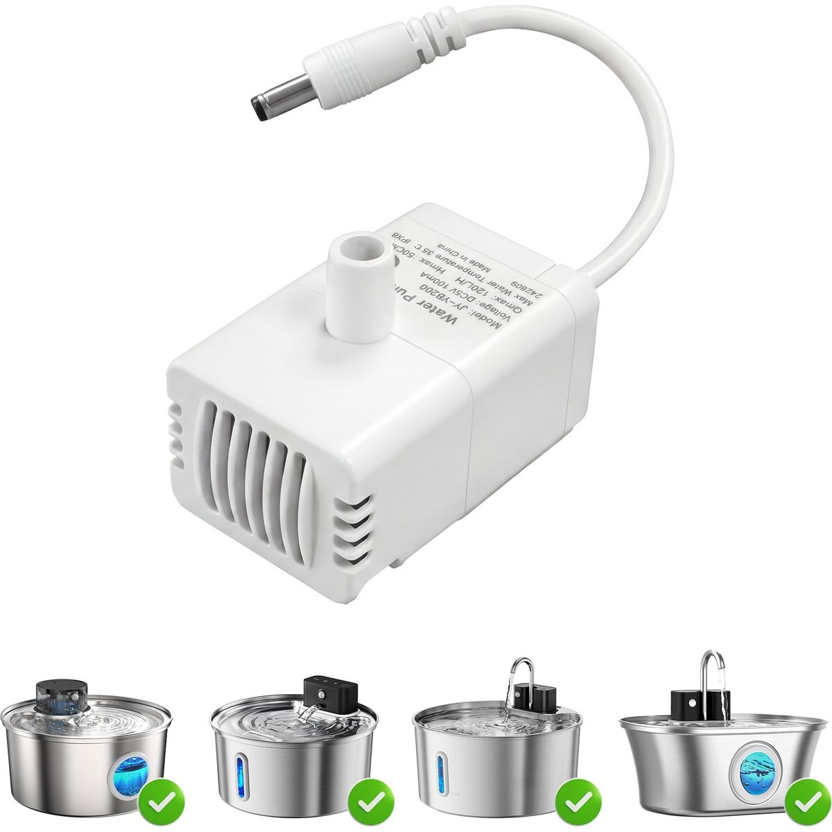 Casfuy Ultra-Quiet Cat Water Fountain Replacement Pump for PWL-003, 008, 009 & 300B