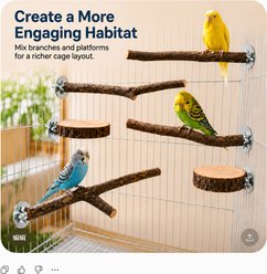 NonoPets Natural Wood Multi-Texture Branch & Platform Standing Station Bird Perch Set slide 2 of 9