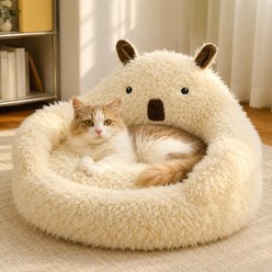 NonoPets Alpaca-Inspired Orthopedic Ultra-Plush Lion Velvet Throne Sanctuary Cat Bed, Small