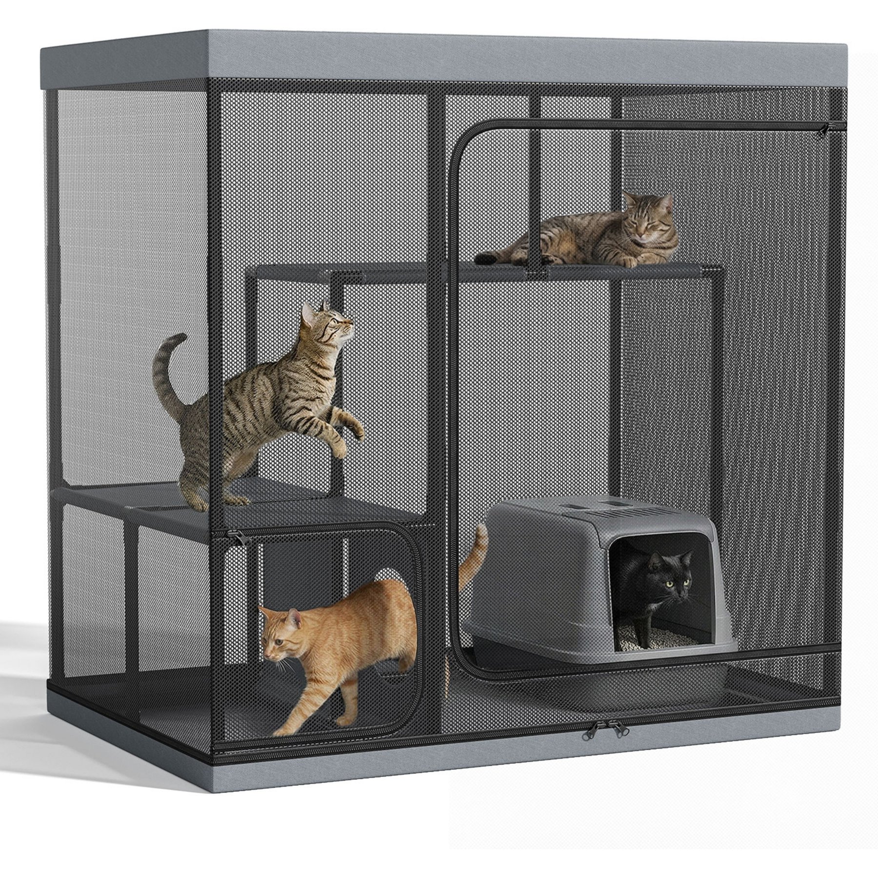 MALOROY Catio Outdoor & Indoor Enclosure Cat Pen, Gray