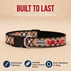 The Worthy Dog Personalized Bias Plaid Adjustable Dog Collar, Tan, Large: 14 to 20-in neck, 1-in wide slide 2 of 5